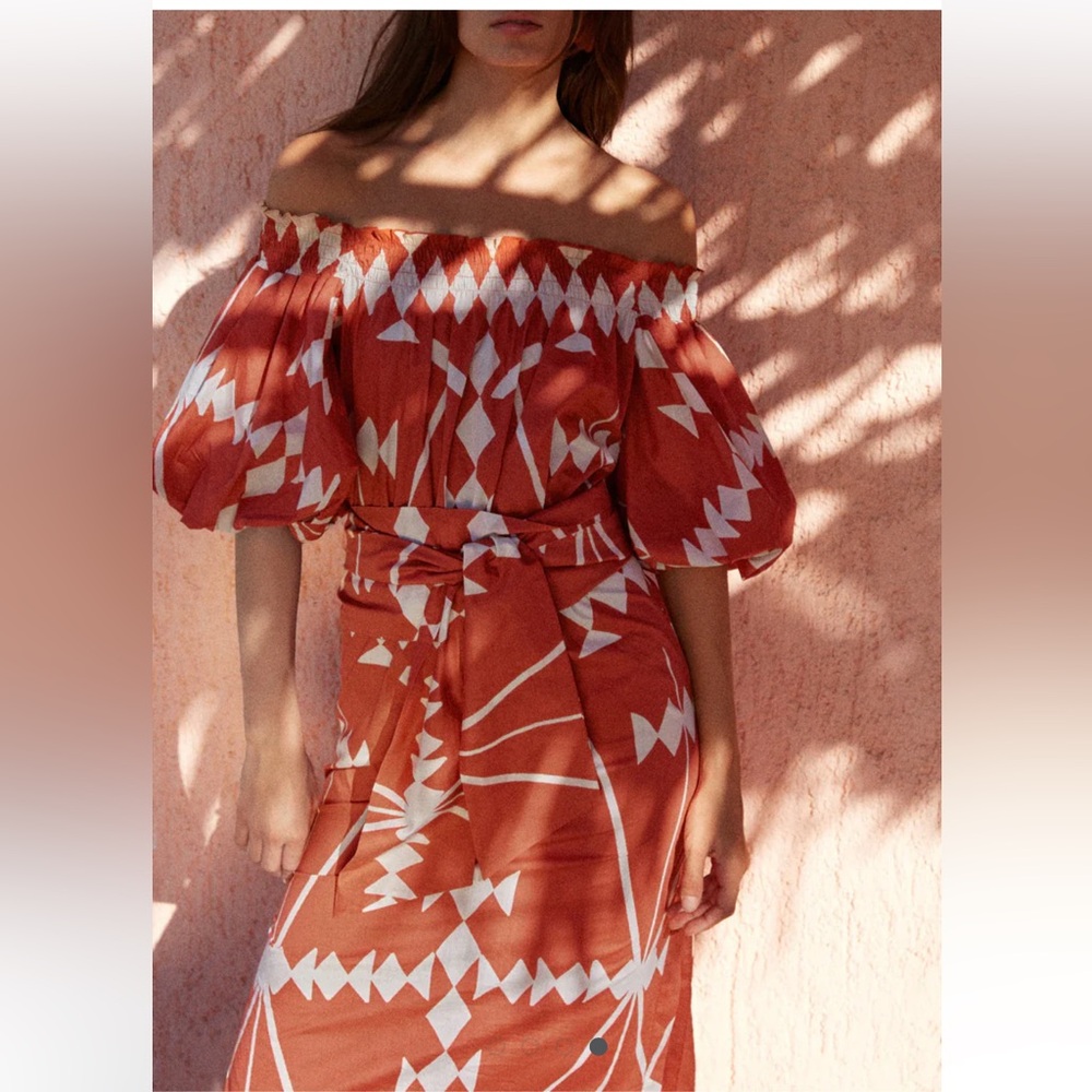 Johanna Ortiz Harbor Hues Midi Dress (Marsala)